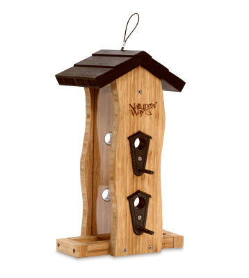Nature's Way Wild Bird and Finch 12 oz Bamboo Vertical Wave Bird Feeder 6 ports (Pack of 4)