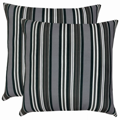 Patio Premiere Outdoor Toss Pillow, Gray/White Stripes, 16 x 16 x 4-In. (Pack of 12)