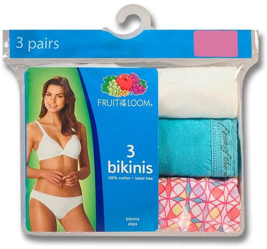 Fruit of the Loom 3DBIKAS SZ 6 Size 6 Women's Cotton Bikini Panty 3 Count (Pack of 2)