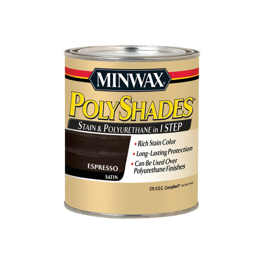 Minwax PolyShades Semi-Transparent Satin Espresso Oil-Based Stain 1 qt. (Pack of 4)