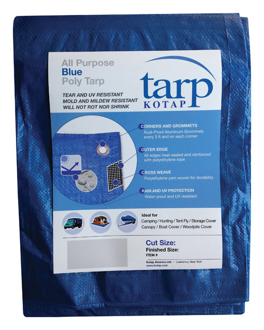 KOTAP 12 ft. W x 20 ft. L Light Duty Polyethylene Poly Tarp Blue (Pack of 7)