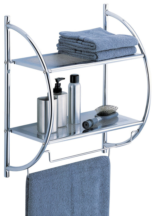 Organize It All 1753w-B Chrome Two-Tier Shelf With Towel Bars