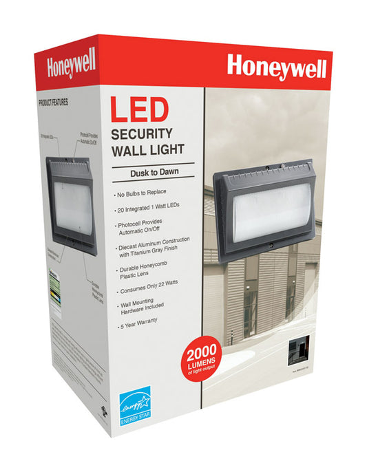 Honeywell  Dusk to Dawn  Plug-In  LED  Gray  Security Wall Light