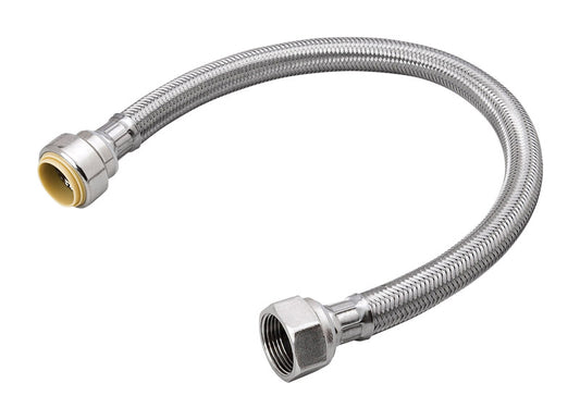 ProLine 1/2 in. Push Fit Sizes X 3/4 in. D FIP 18 in. Stainless Steel Water Heater Supply Connector