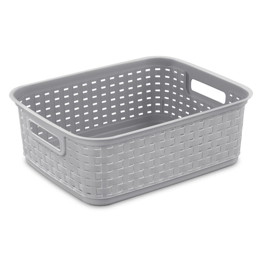 Sterilite 12726A06 15" X 12.25" X 5.25" Cement Short Weave Basket (Pack of 6)