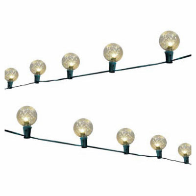 Faceted Oversized LED C-Bulb Light String, Cool White, Green Wire, 20-Ct.