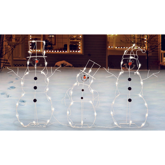 Sienna  Snowman Family  Christmas Decoration  White  Metal  1 pk