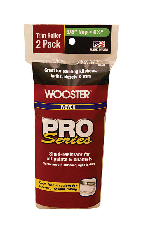 Wooster  Pro Series  Woven  6-1/2 in. W x 3/8 in.  Trim  Paint Roller Cover  2 pk