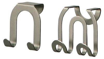 Double Hook, Over Cabinet/Drawer, Brushed Nickel, 2-Pk.