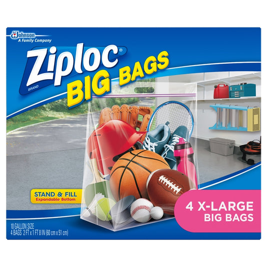 Ziploc Big Bags 10 gal. Storage Bag Clear (Pack of 4)