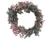 Decoris  Frosted Wreath With Berries  Christmas Decoration  Red/Green  Plastic  1 pk