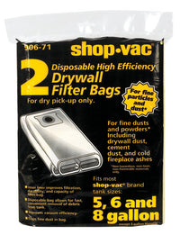 Shop-Vac 12.3 in.   L X 9.5 in.   W Wet/Dry Vac Drywall Filter Bag 5-8 gal 2 pc