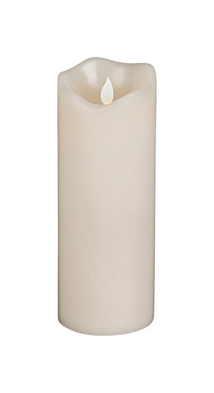 Gerson Ivory No Sent Scent LED Flameless Flickering Candle 8 in.   H X 3 in.   D