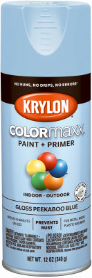 COLORmaxx Spray Paint + Primer, Gloss Peekaboo Blue, 12-oz.