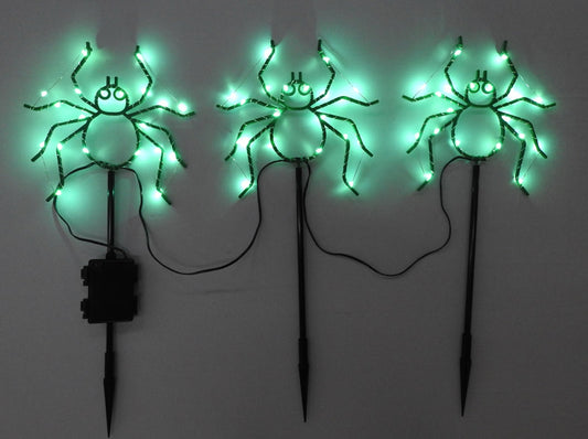Celebrations Spider Lighted Green Pathway Lights 19.25 in. H x 8 in. W 3 pk (Pack of 6)