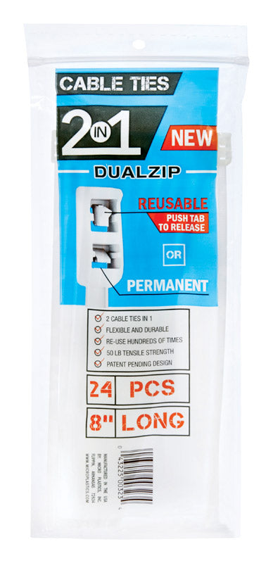 Micro Plastics DualZip 8 in. L Natural Cable Tie 24 pk (Pack of 6)