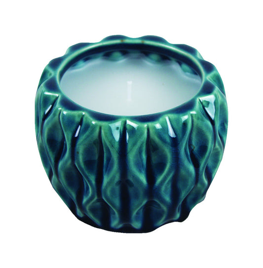 Trendspot  Ceramic  Turquoise  3.5 in. H Wave  Candle Holder (Pack of 12)