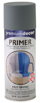 Premium Decor Spray Primer, Gray, 12-oz.