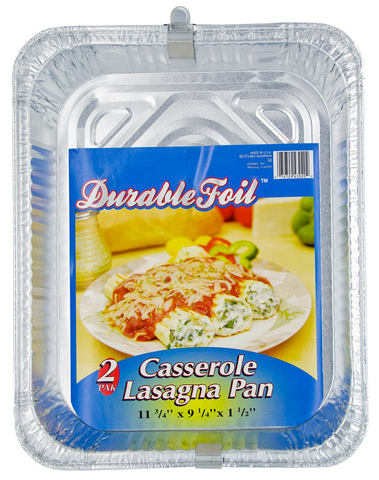 Durable Foil D43020 11-3/4" Aluminum Casserole Lasagna Pan 2 Count (Pack of 12)