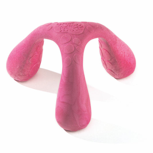 West Paw Zogoflex Air Pink Wox Tri-Handle Synthetic Rubber Dog Tug Toy Medium