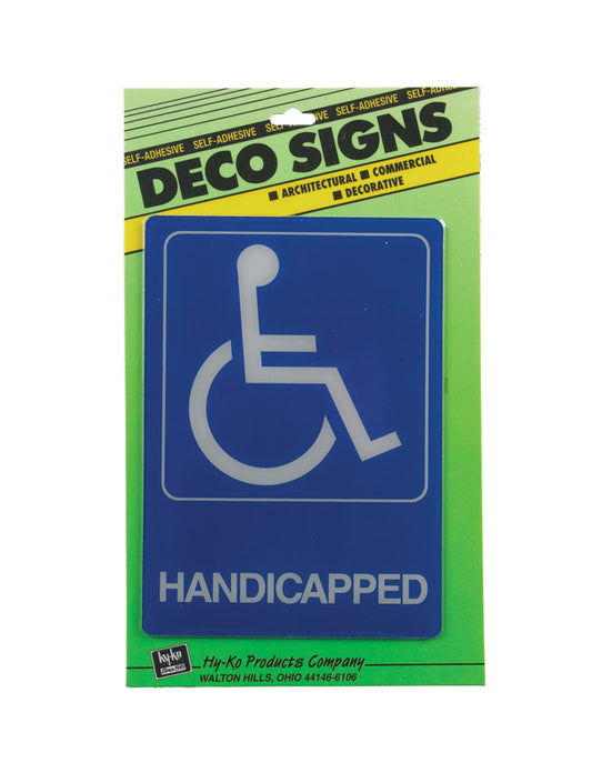 Hy-Ko English Handicapped Sign Plastic 7 in. H x 5 in. W (Pack of 5)