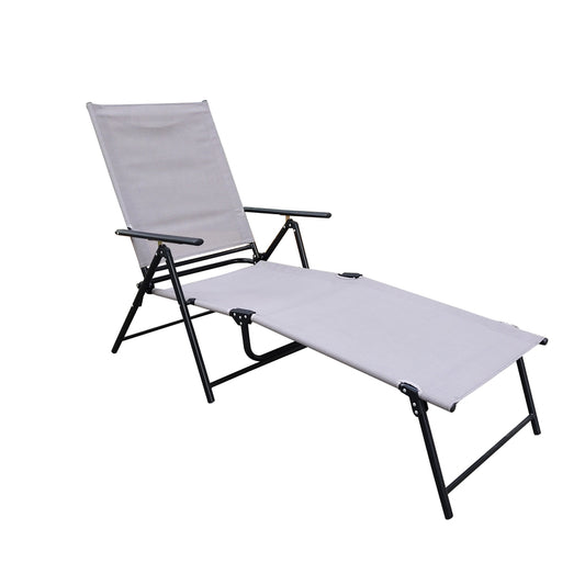 Living Accents Adjustable Steel Sling Chaise Lounge Gray