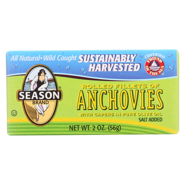 Season Brand Rolled Fillets Of Anchovies With Capers In Pure Olive Oil  - Case of 12 - 2 OZ (Pack of 12)