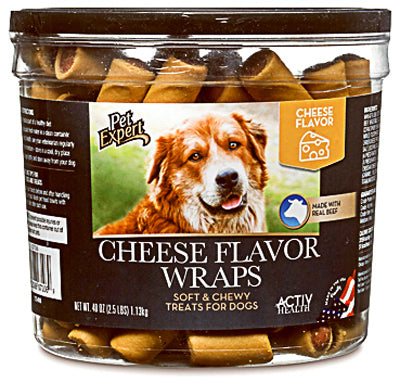 Golosinas para perros, wraps con sabor a queso, bote de 40 oz