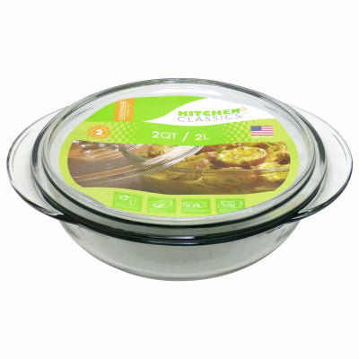 Casserole Dish With Lid, Tempered Glass, 2-Qt. (Pack of 6)