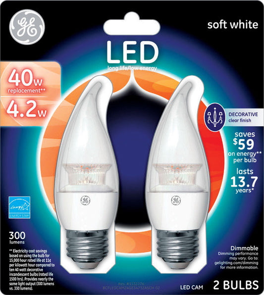 GE C10 CAM LED Bulb Soft White 40 Watt Equivalence (Pack of 4)