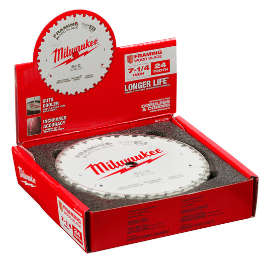 Milwaukee  7-1/4 in. Dia. x 5/8 in.  Framing Blade  Tungsten Carbide  24 teeth  (Pack of 10)