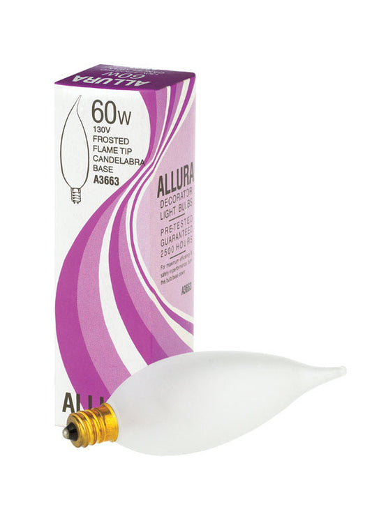 Satco ALLURA 60 watts CA10 Incandescent Bulb 635 lumens Soft White Chandelier (Pack of 25)