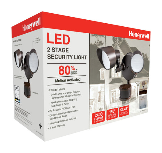 Honeywell  Motion-Sensing  Plug-In  LED  Bronze  2 Stage Security Light