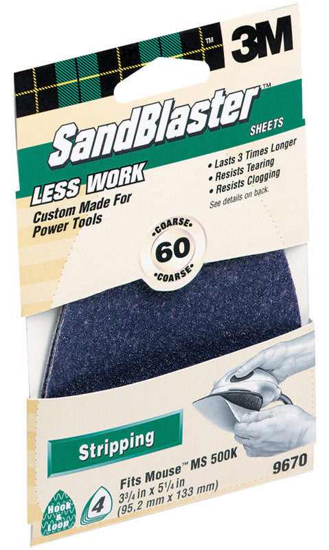 3M  Sandblaster  5-1/4 in. L x 3-3/4 in. W 60 Grit Aluminum Oxide  Sandpaper  4 pk