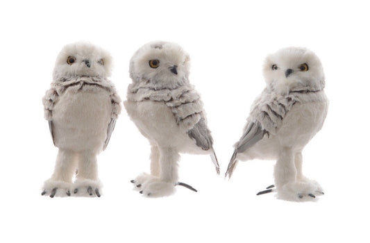 Decoris  Plush Owl  Christmas Decoration  Gray  Foam  8.3 in  1 pk (Pack of 12)
