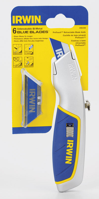 Irwin ProTouch 7-9/32 in. Retractable Utility Knife Blue 1 pk