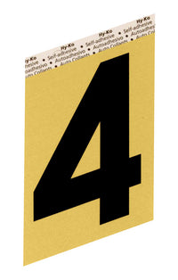 Hy-Ko 3-1/2 in. Black Aluminum Number 4 Self-Adhesive 1 pc. (Pack of 10)