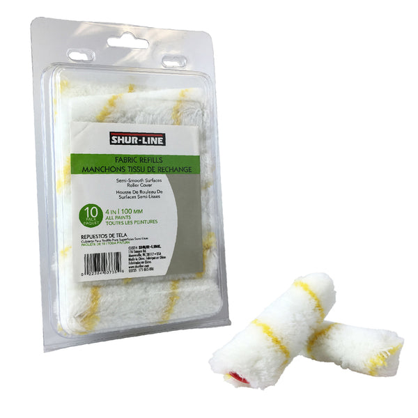 Recambio de funda para rodillo de pintura en miniatura Shur-Line Fabric de 4 pulg. de ancho y 3/8 pulg., paquete de 10