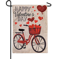 VALENTINE BIKE BURLAP FLAG