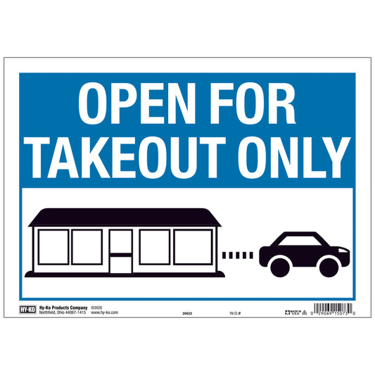 Hy-Ko English Blue Takeout Sign 8.5 in. H x 12 in. W (Pack of 10)
