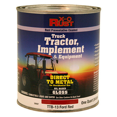 Rust-Preventative Paint & Primer, Direct to Metal, Truck, Tractor, Implement & Equipment, Ford Red, 1-Qt.