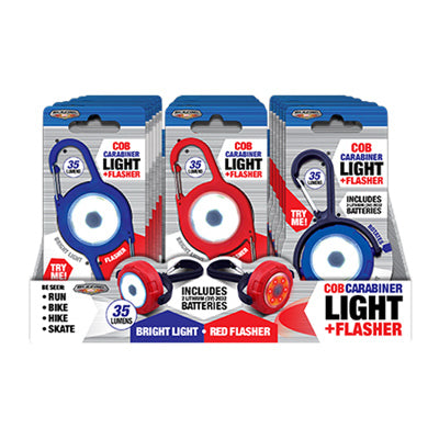 COB Carabiner Light & Flasher, 35 Lumens (Pack of 24)