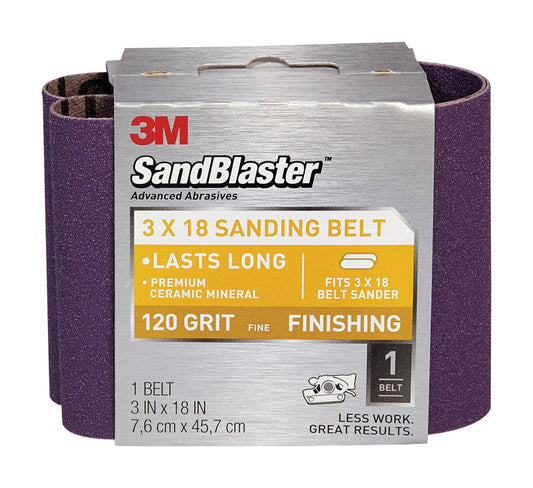 3M  SandBlaster  18 in. L x 3 in. W Ceramic  Sanding Belt  120 Grit Fine  1 pk