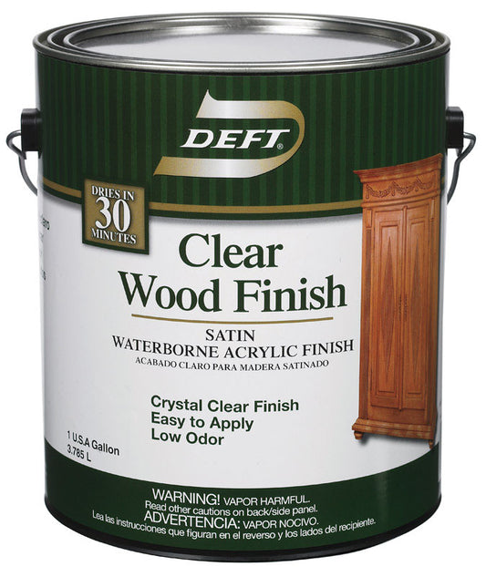Deft Satin Clear Water-Based Finish and Sealer 1 gallon gal. (Pack of 4)