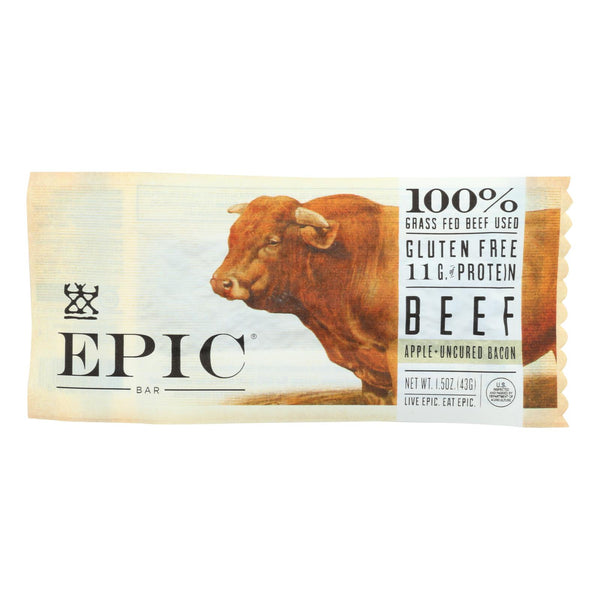 Epic - Bar - Carne de res - Manzana - Tocino sin curar - Caja de 12 - 1.5 oz (paquete de 12)