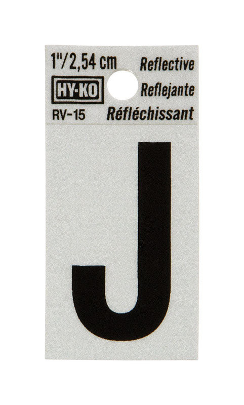 Hy-Ko 1 in. Reflective Black Vinyl Letter J Self-Adhesive 1 pc. (Pack of 10)