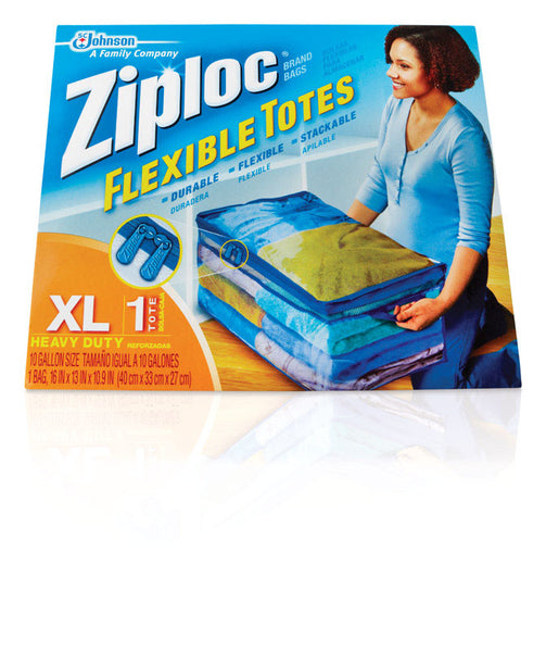 Ziploc 71597 Flexible Tote, XL, Plastic, Clear Blue