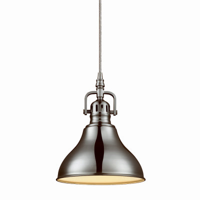 Plug-In Pendant Light Fixture, Brushed Steel Finish, In-Line Switch, 15ft Clear Cord