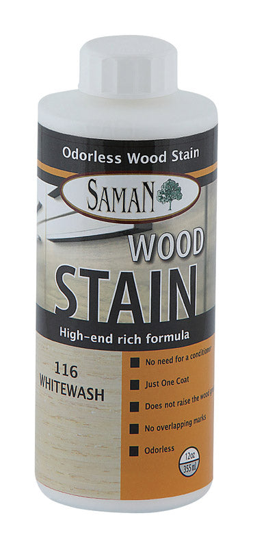 Saman Semi-Transparent Whitewash Water-Based Wood Stain 12 oz