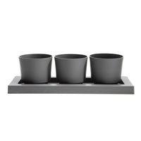 Bloem 4 in.   H X 14 in.   W X 6 in.   D Plastic Trio Flight Planter Charcoal